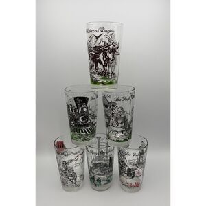 Vintage Peanut Butter Modes of Transportation Drinking Glasses Set of 6